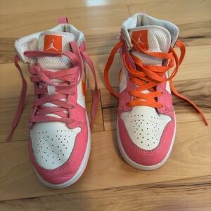 Pink and White High-Top Sneakers